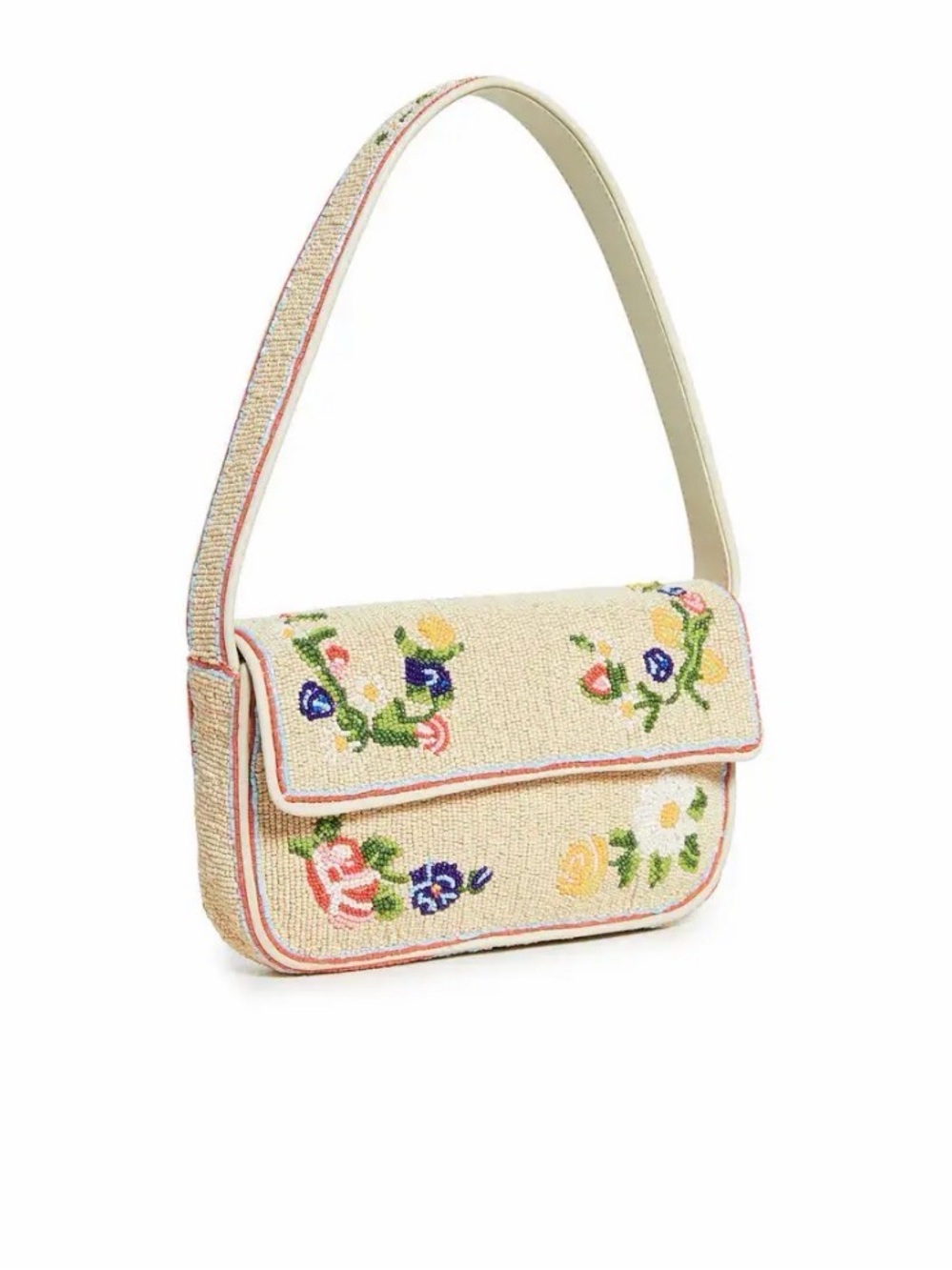 STAUD Cream Beaded Floral Shoulder Bag - Picture 1 of 9